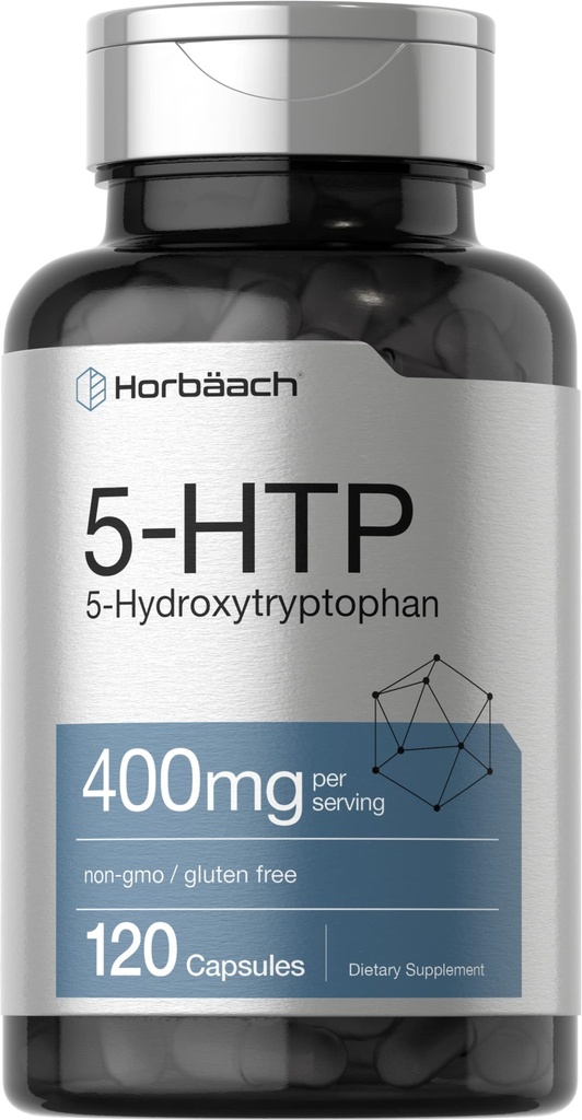 Horbäach 5HTP 400mg Kapseln | 120 Count | Extra Strength Supplement | Non-GMO, Gluten Free | 5 Hydroxytryptophan