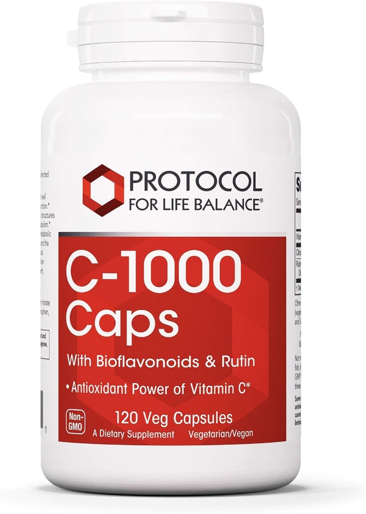 Protokoll für die Lebensbilanz - C-1000 Kapseln mit Bioflavonoiden und Rutin - Antioxidante Leistung von Vitamin C, Unterstützt gesunde Immunsystem Funktion, liefert Zellschutz - 120 Veg Kapseln