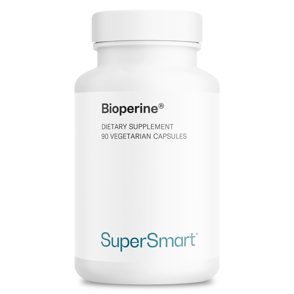 SuperSmart Bioperine 30mg pro Tag (95% Piperin) - Schwarze Pfefferextrakt Ergänzung - Absorption Enhancer - Verdauungsenzyme Unterstützung | Non-GMO & Gluten frei - 90 Vegetarische Kapseln