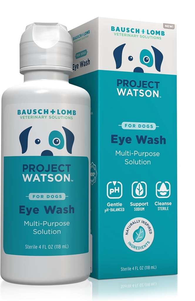 Project Watson Eye Wash for Dogs, Helfen Sie entfernen Tear Stains & unterstützen Augengesundheit, Sanfte pH Balanced Formel, um Risiko von Infektion, Fragrance Free, 4 Fl Oz zu reduzieren