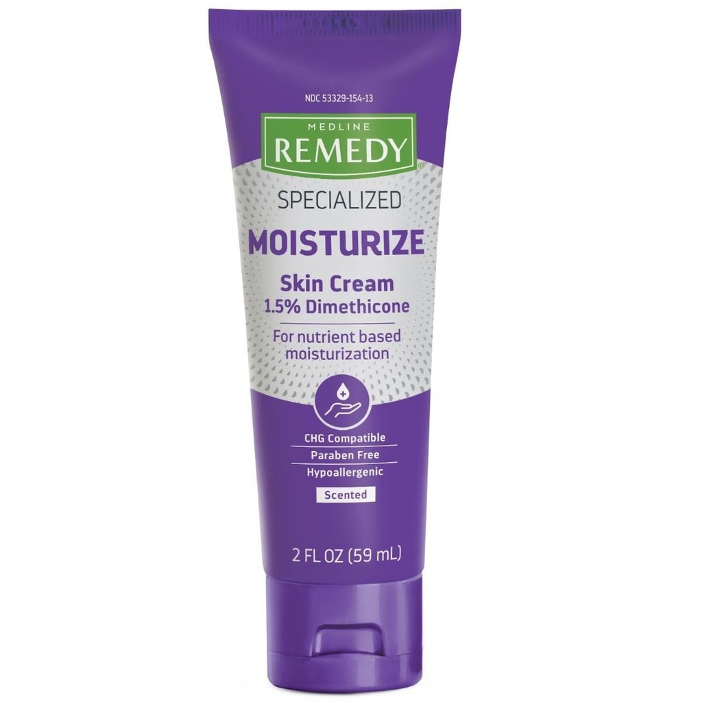 Medline Remedy Spezialisierte Hautcreme (2 oz Tube), Duft, 1.5% Dimethicone, Nourishing Moisturizer für trockene Haut, Sulfat-Free, Paraben-Free, Allergiker Body Cream, Tägliche Lotion für trockene Haut
