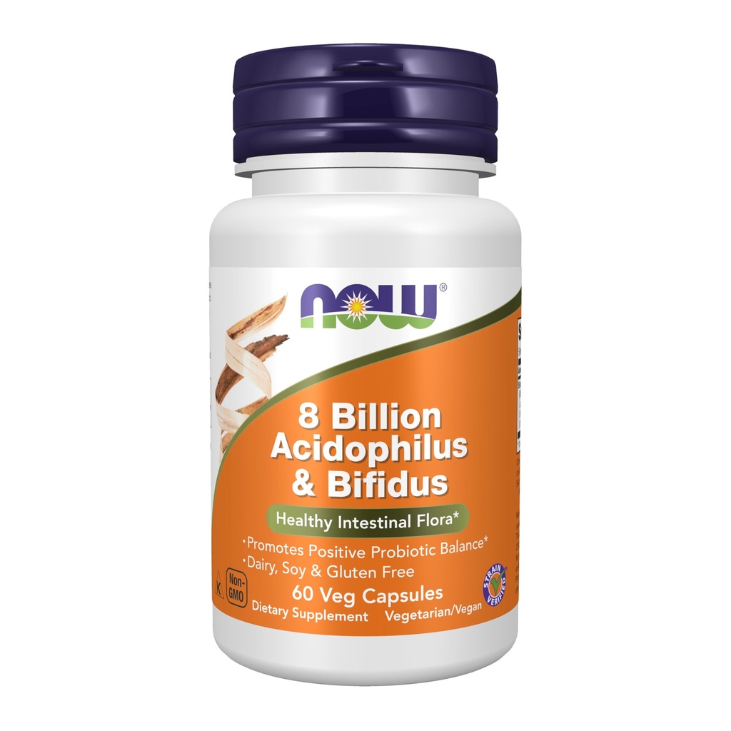 JETZT Nahrungsergänzungsmittel, 8 Billion Acidophilus & Bifidus, Milch, Soja und Gluten frei, Strain Verified, 60 Veg Kapseln