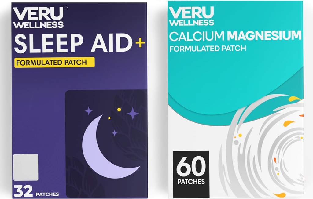 Veru Wellness Duo Lifestyle Patches - Melatonin, Magnesium - Selbstklebende Zeit Veröffentlichung Thema Patch, 8-10 Stunden (32 Tage Versorgung)