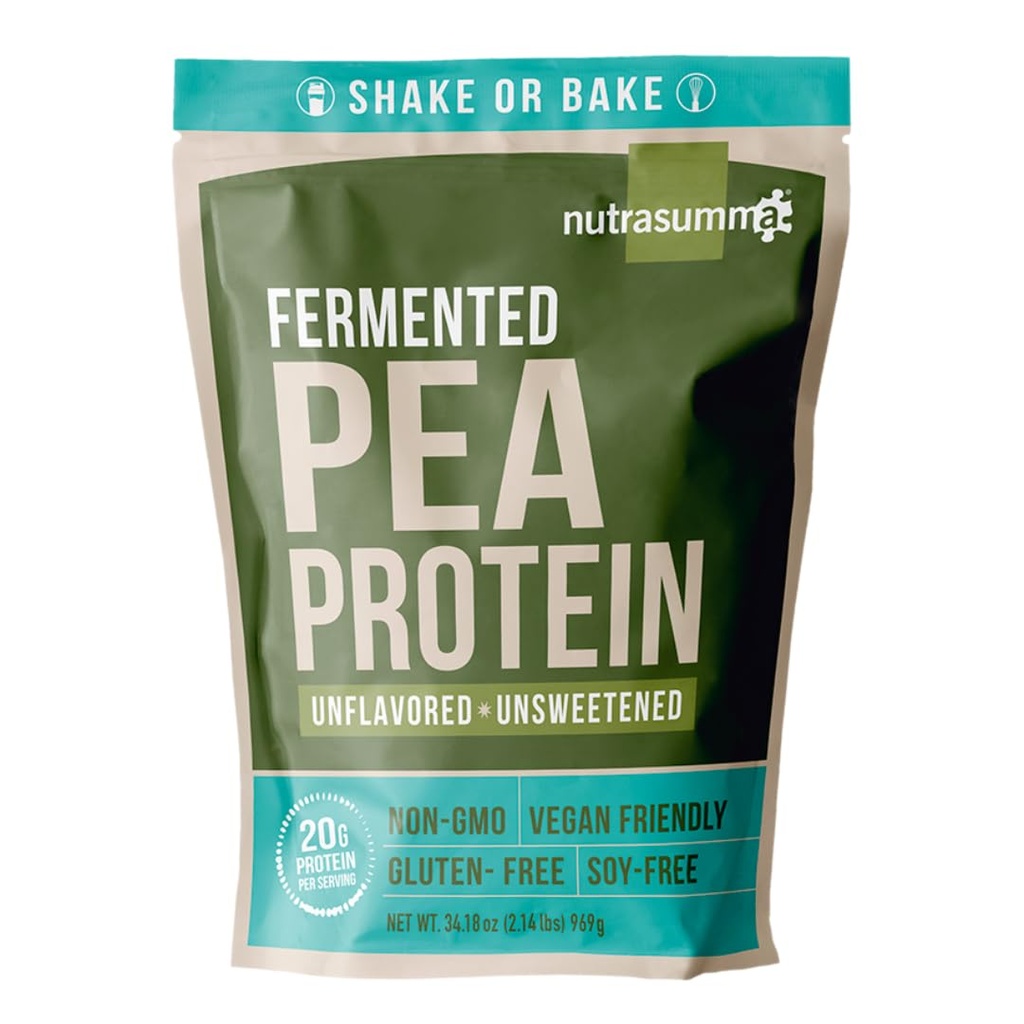Nutrasumma Pea Protein Powder, Unflavored and Unsweetened Sugar Free Vegan, 100% Pflanzenbasiert, Non GMO, Gluten Free & Soy Free, 2.14 LB