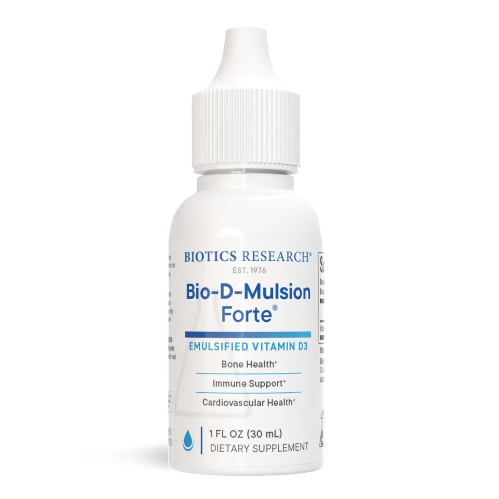 Biotics Research Bio-D-Mulsion Forte Liquid Vitamin D Tropfen 4000 IU – Vitamin D3 2000iu /Drop für Erwachsene – Beste Absorption, stärkt Knochen, unterstützt Herz-Kreislauf- & Immunsystem -1 fl oz