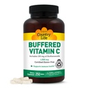 Country Life Vitamine C 1000mg avec des bioflavonoïdes, Calcium, Magnésium, Potassium - Soutien immunitaire, Capsules végétaliennes, Sans gluten, Doucement sur l'estomac - 250 comprimés