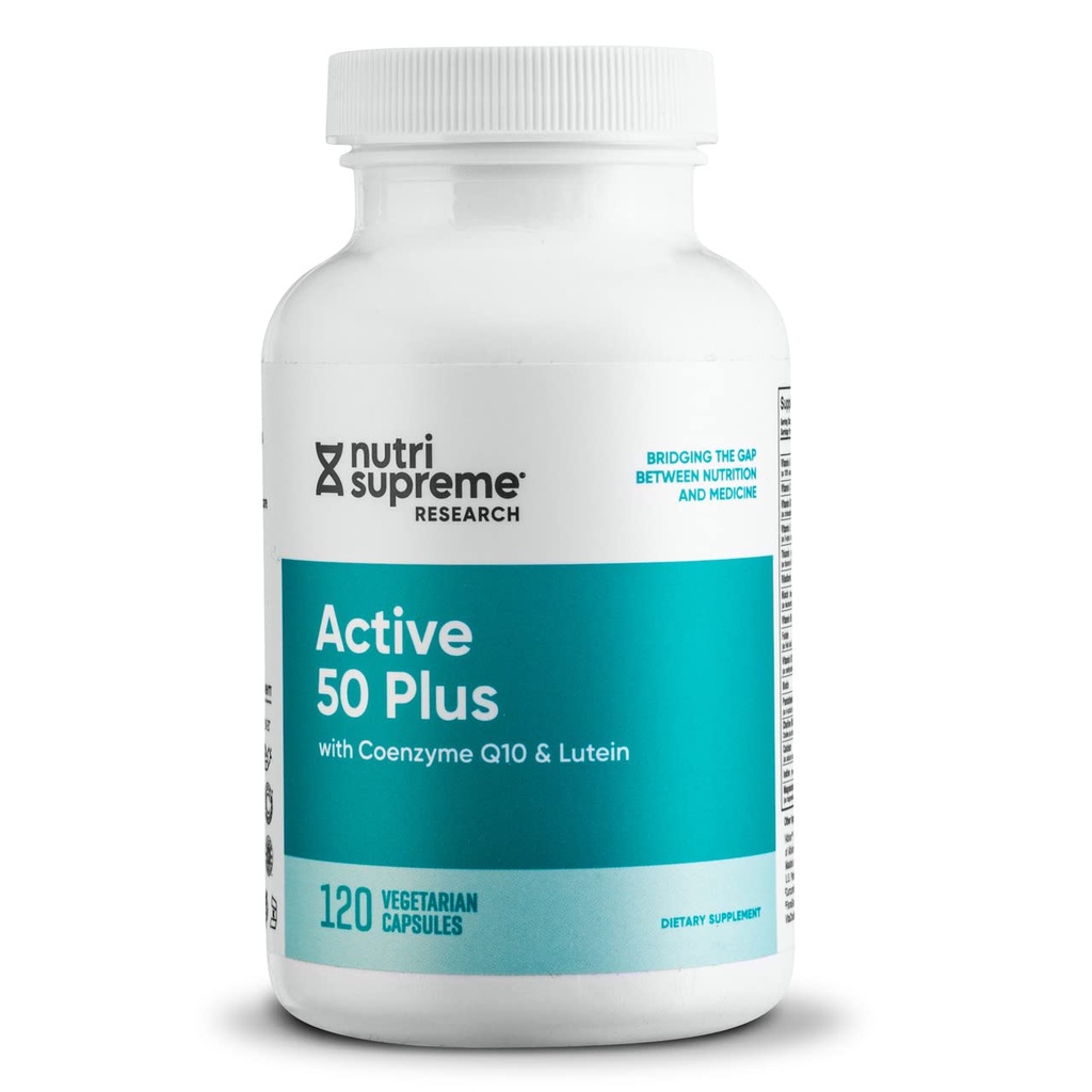 Nutri Supreme Active 50 Plus, CoQ10, Lutein, ALA und Turmeric, Advanced Formula for Healthy Aging and Vitality, 120 Gemüsekapseln