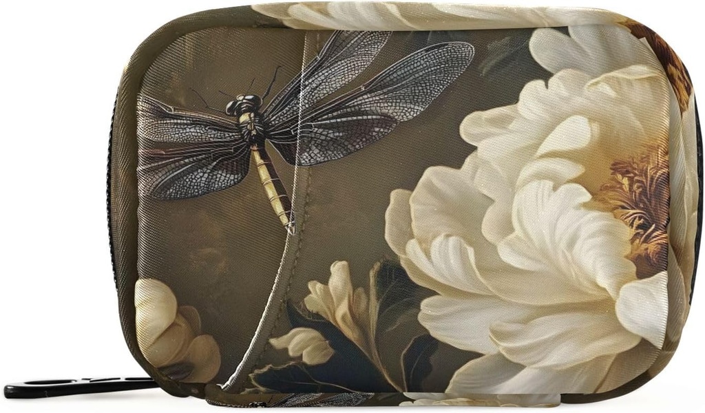 Floral Dragonfly Pille Case Box für Reisen, Wöchentlich tragbare Pille Organizer Supplement Halter