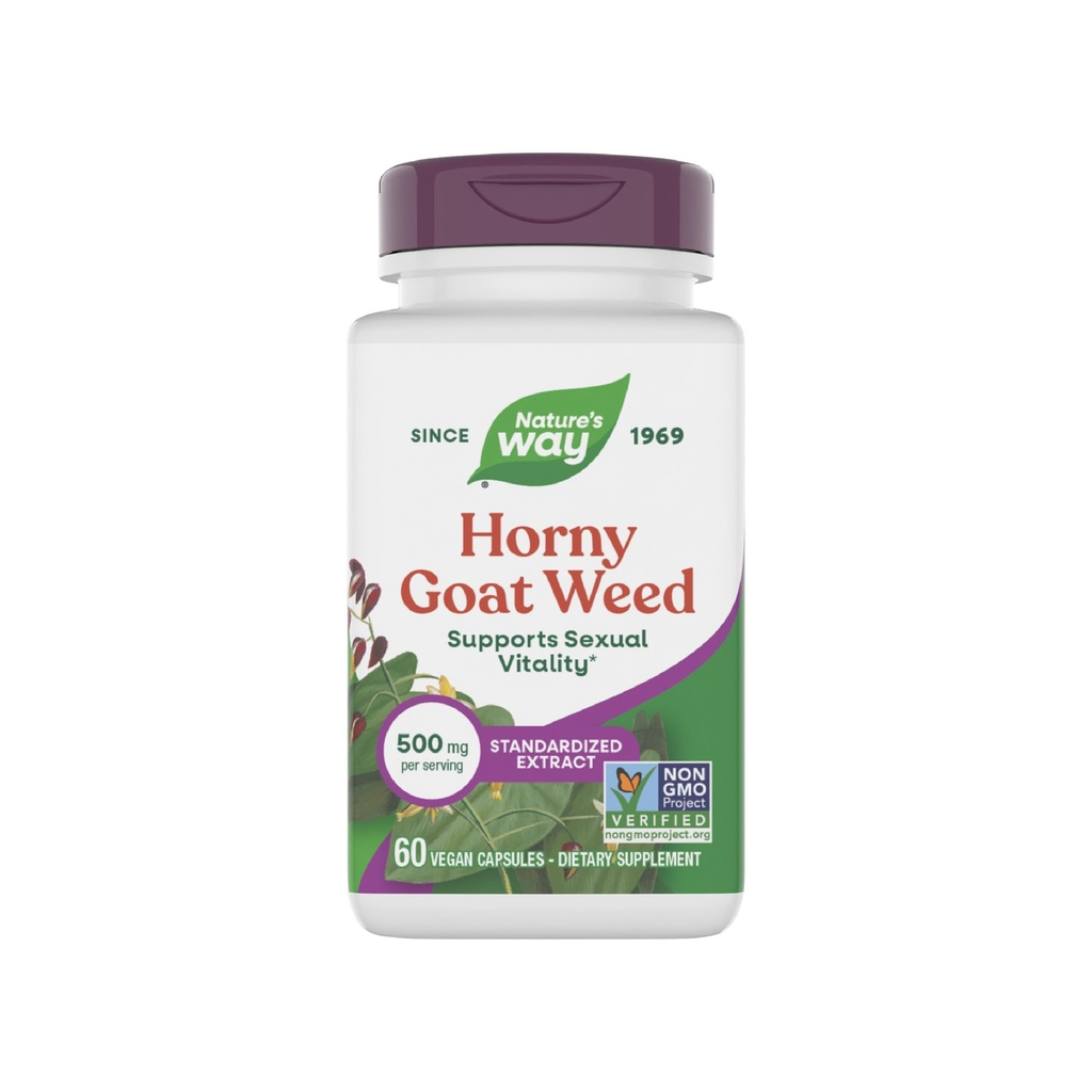 Nature's Way Horny Goat Weed Premium Extrakt sexuelle Vitalität,* Non-GMO, Vegan, 60 Kapseln