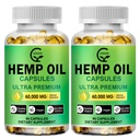 (2-Pack) High Potency Hanf Öl Kapseln - 180 Veggie Softgels - 60.000 maximale Stärke, Immunsystem-Unterstützung, Fokus-Beruhigung, Entspannung, Stimmung, Pure Extract, Organic, Vegan, Non-GMO