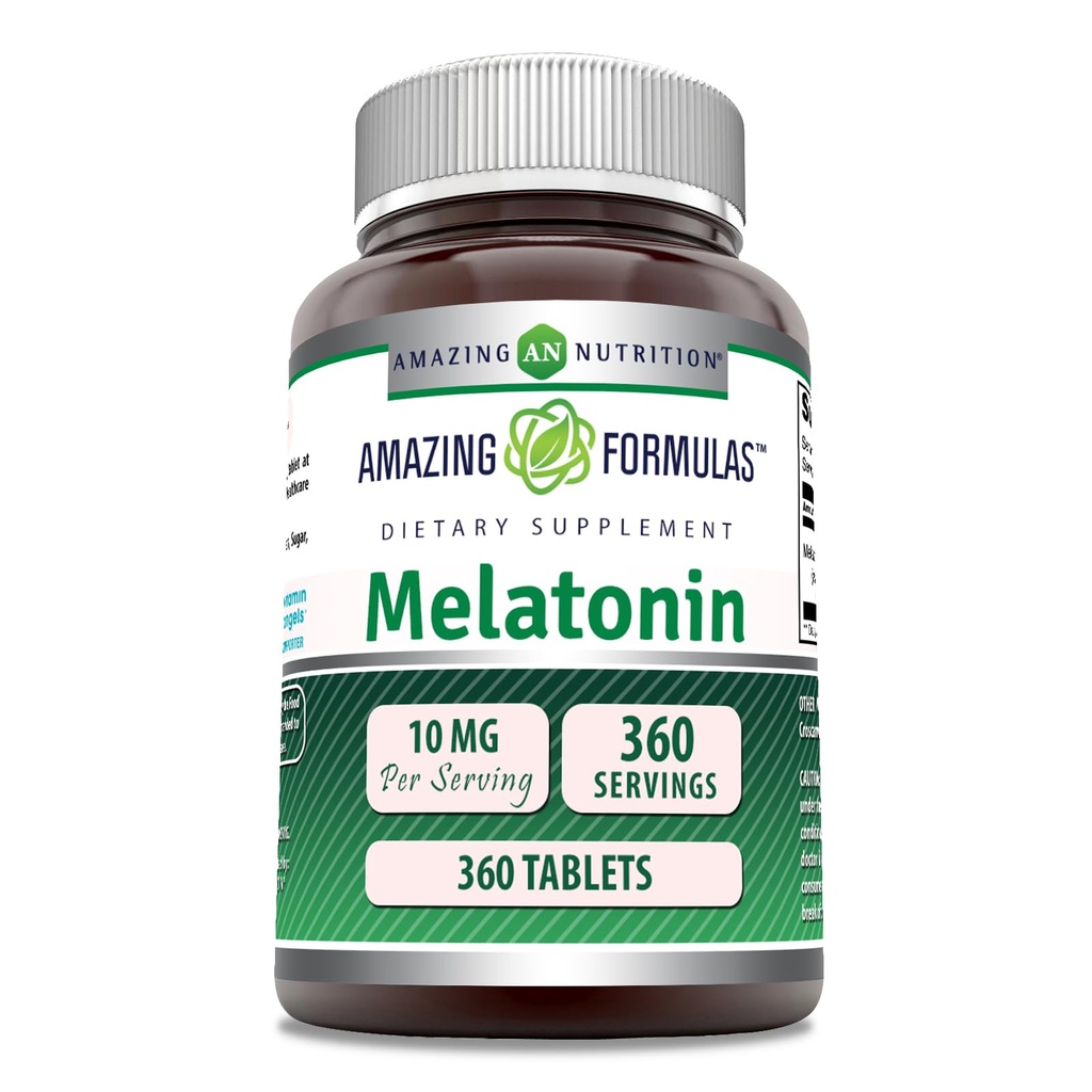 Erstaunliche Formeln Melatonin Ergänzung | 10 Mg pro Servieren | 360 Tabletten | Non-GMO | Gluten-Free | Made in USA