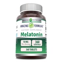 Formules étonnantes Supplément Melatonin $ 10 Mg par service $ 360 Comprimés $ Non-GMO $ Sans gluten $ Fabriqué aux États-Unis