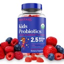 AMOURBUG Enfants Probiotiques Gommies – Probiotiques bio à croquer pour les enfants âgés de 4 ans et plus, Enfants à base de sol, Probiotiques pour la santé des gourdes,Constipation,Support digestif et immunitaire, Vegan, 60 Chews, Fraise