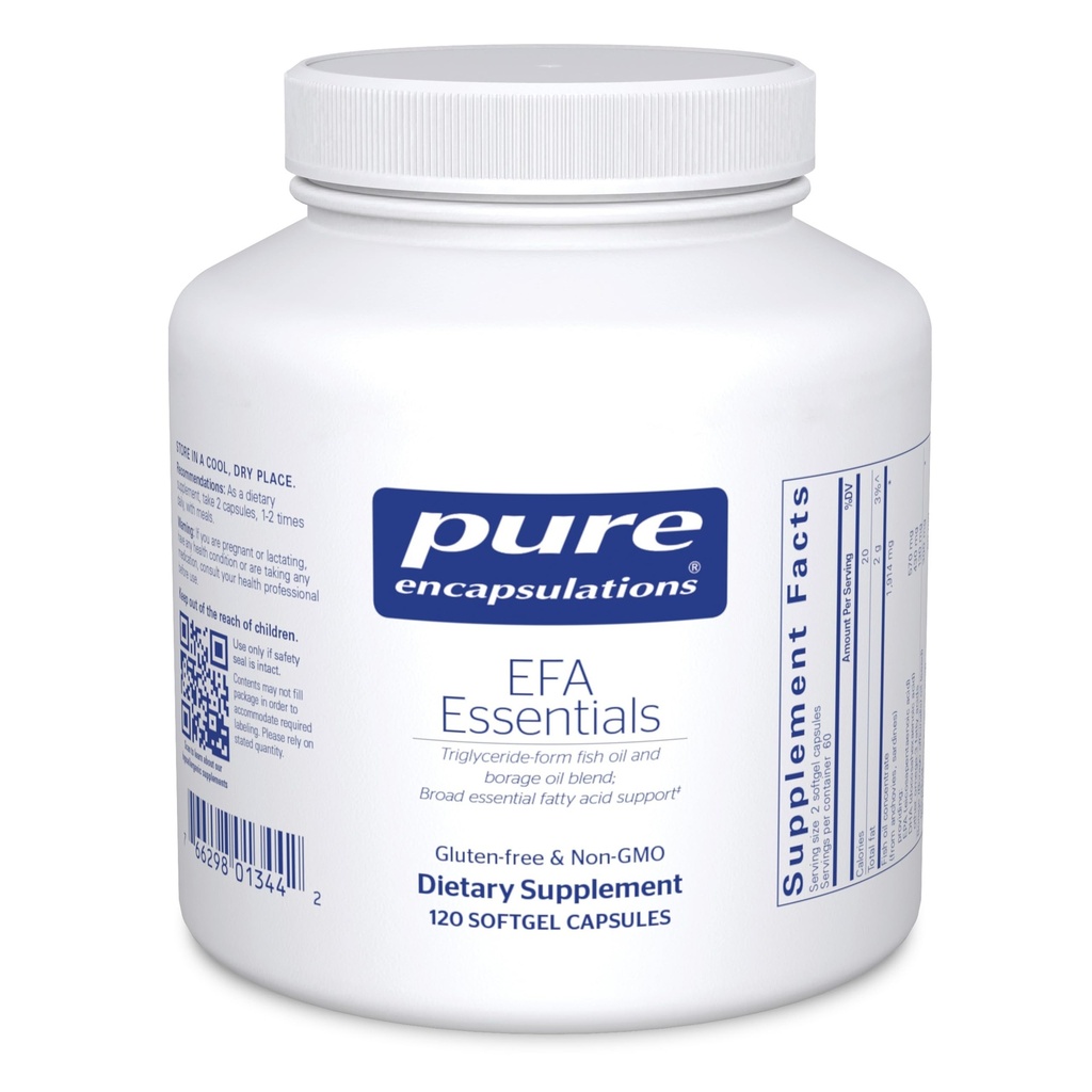 Pure Encapsulations EFA Essentials | Triglycerid-Form Fischöl und Borage Öl Mischung | 120 Softgel Kapseln