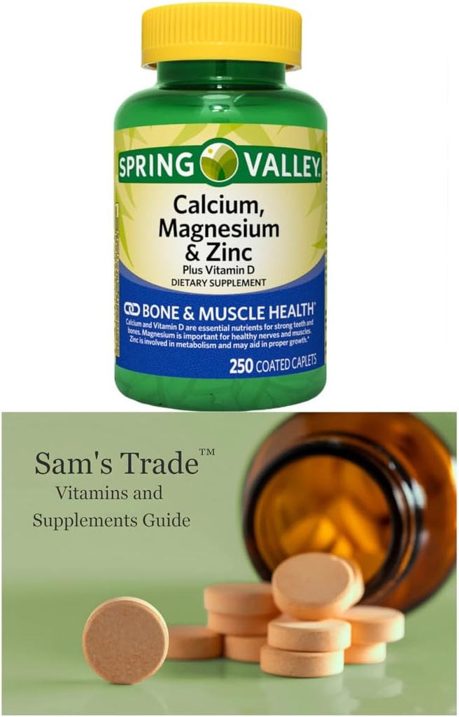 Spring Valley Kalzium, Magnesium und Zink Plus Vitamin D3 beschichtete Kapseln, 250 Zähler