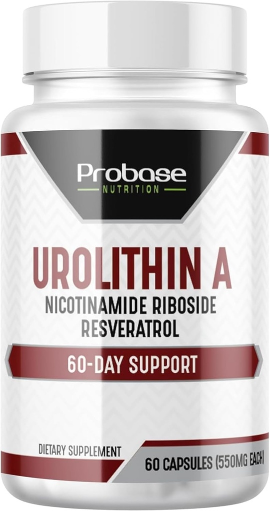 Probase Nutrition Urolithin A - [60-Day Supply] - mit NR und Resveratrol hinzugefügt - Alternative zu NMN, NAD, CoQ10, PQQ für gesundes Altern