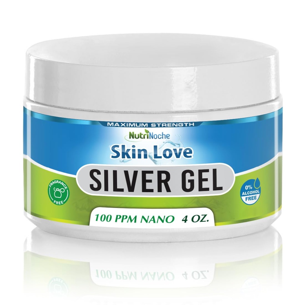 Nutrinoche Nano Silver Gel - Advanced Colloidal Silver Skin Cream - Wound Care & First Aid Gel beruhigende topische Salbe für Burns, Razor Burn und Sunburn Irritations - Unscented 4 Oz Jar