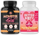 Angry ergänzt Frauen Workout Bundle: Monster Girl N.O Nitric Oxid Booster 60ct + Creatine Complex Tablets 90ct 2 Flaschen insgesamt