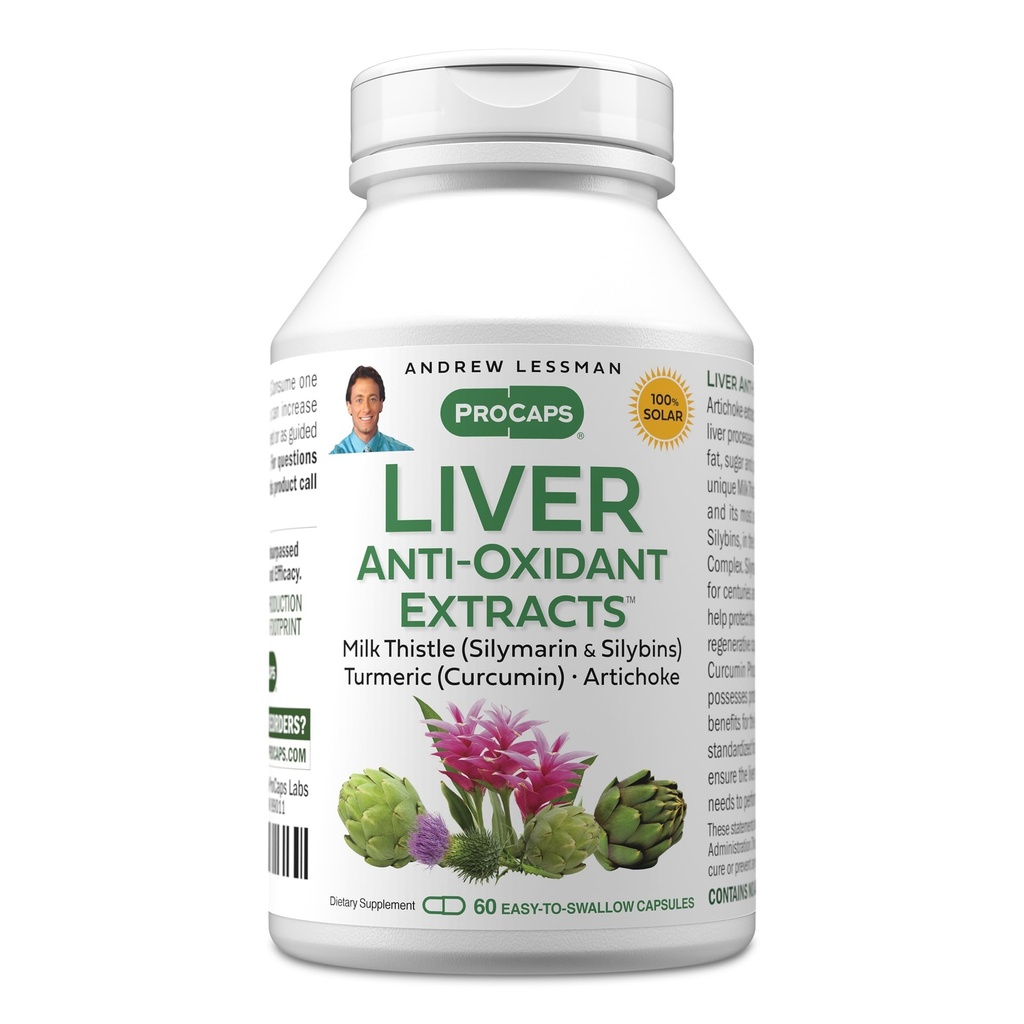 ANDREW LESSMAN Liver Anti-Oxidant Extrakte 60 Kapseln - Unterstützt die hart arbeitenden Gewebe der Leber, fördert Optimum Liver Gesundheit und Funktion. Milchdistel, Kurkuma und Artischockenextrakte