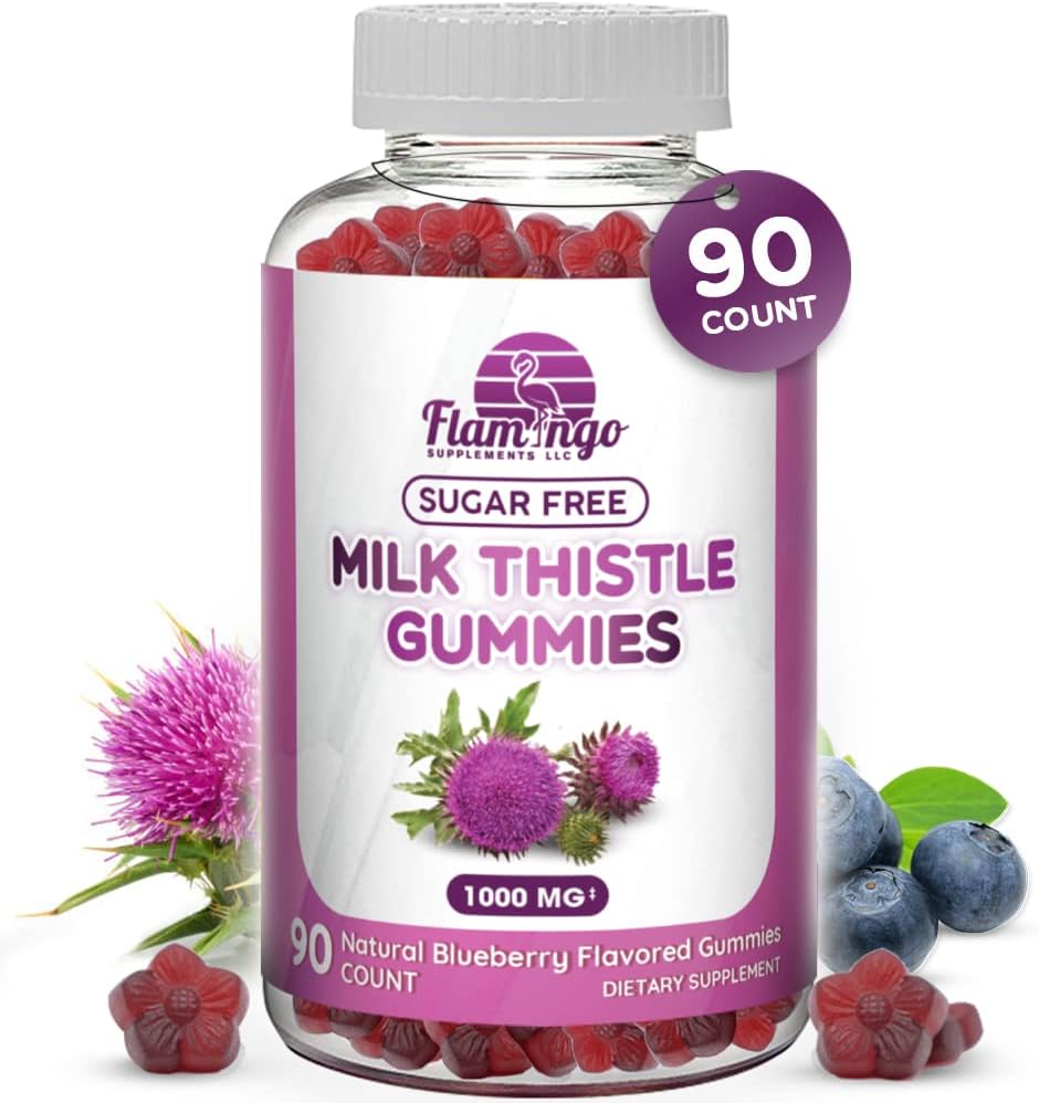 Milchdistel-Gummien- Natürlich aromatisiert, Zuckerfreie Milchdistel 1000mg Extrakt – Leber-Detox, Unterstützung, Erneuerungsreiniger. Köstliche Alternative zu Milch-Diesel Kapseln, Power oder Tee - 90 Count