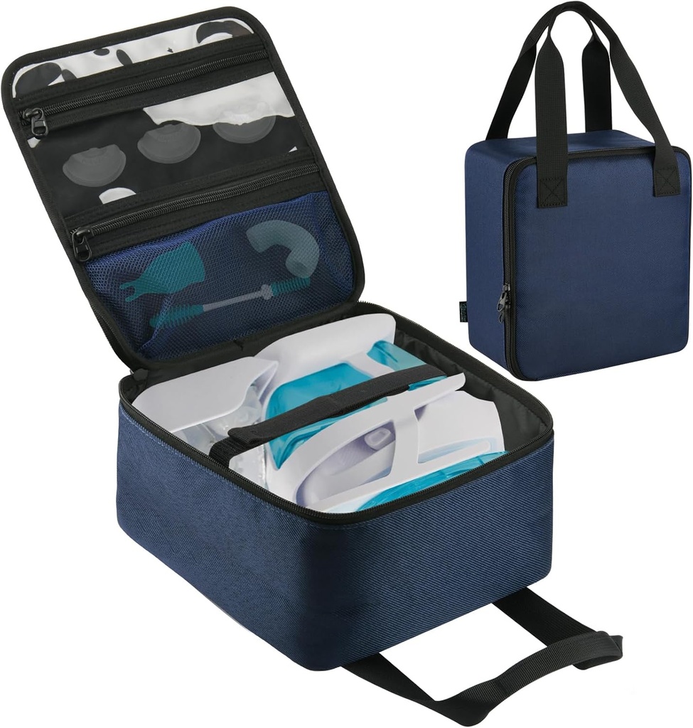 Sac de rangement Beautyflier Nez Cleaner, étui de sécurité de voyage pour système d'irrigation nasale Navage, étui de transport de pot Neti portable de comptoir Caddy, sac de nettoyage du nez protecteur avec sangle de poignée (Bag seulement)