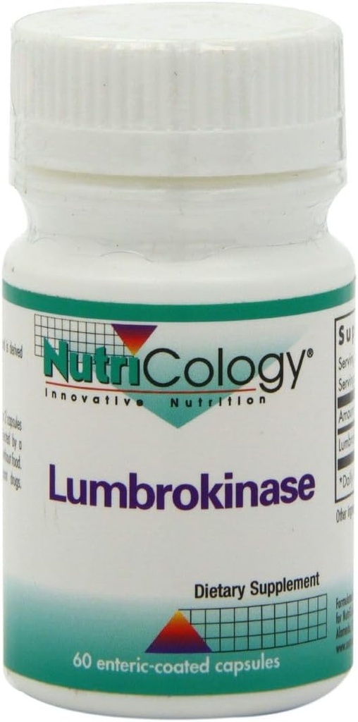 Nutricologie Lumbrokinase Supplément - Système circulatoire Support, supporte la circulation sanguine Déjà dans la gamme normale - 60 Capsules Végétariennes à libération différée