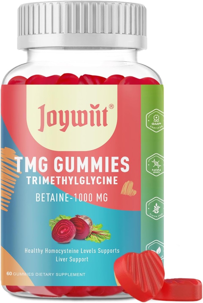 Tmg Trimethylglycine Gummie ergänzt 1000mg Betaine Anhydrous Tmg Gummies, Homocystein Levels, Energie, Methylierung & Immununterstützung, Lebergesundheit, Glutenfrei, 60 Ct