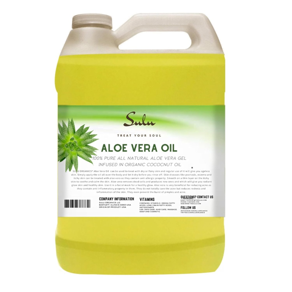 ORGANISMES SULU Huile naturelle d'aloe vera pressée à froid pur (64 oz)