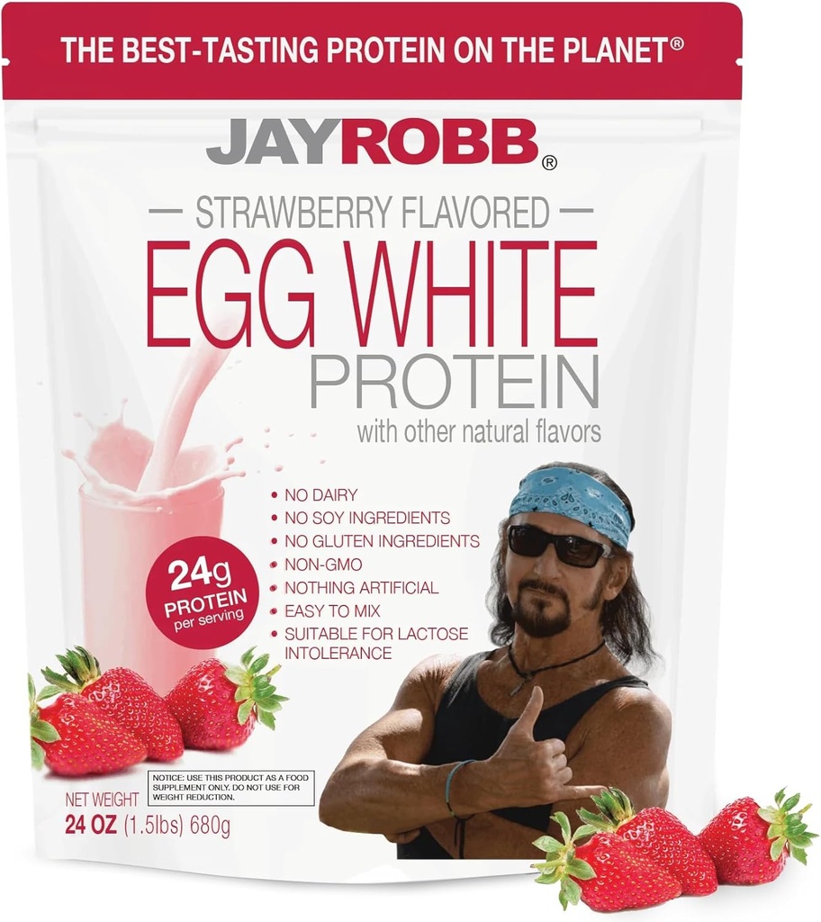 JAYROBB Œuf fraise Protéine blanche 24 oz, 1,5 livre sac