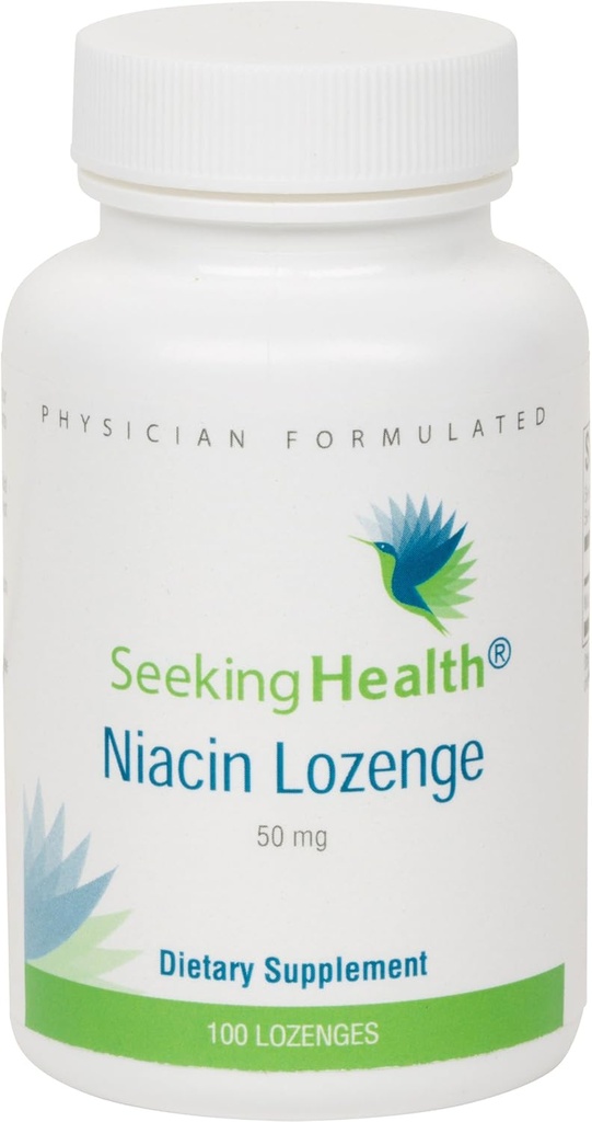 Rechercher la santé Niacin Lozenge' Fournit 50 mg de Niacin en tant qu'acide nicotinique' Vitamine B3' Libéré de Stearate de magnésium' Non-OGM'