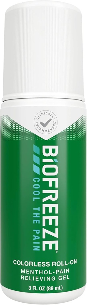 Biofreeze Rolle auf Schmerzlinderung für Knie, Neck, Hüfte, Gelenk, Schulter, & Einfache Rückenschmerzen, Arthritis Schmerzlinderung, Kühlen Sore Muscle Relief, FSA Eligible, Menthol Gel 3 Fl Oz
