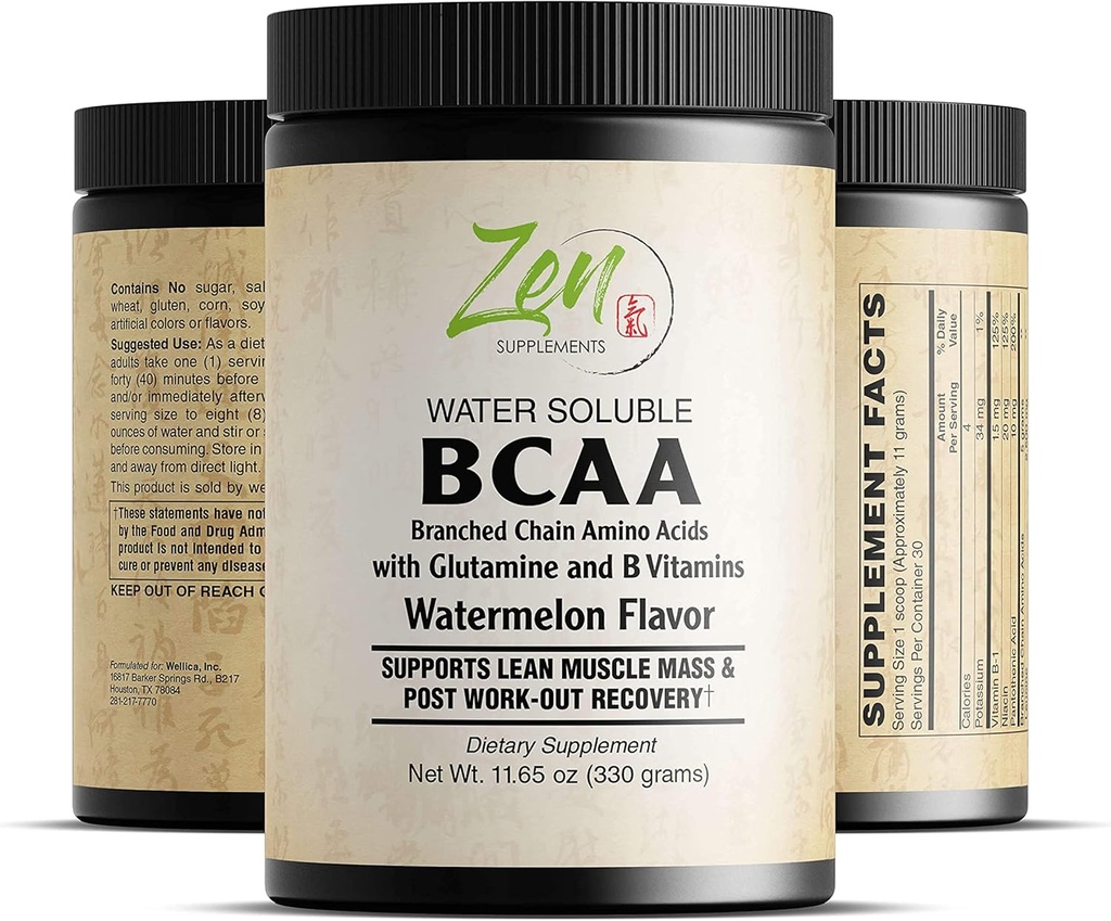 Zen Supplements - BCAA - Branch Chain Amino Acids-Clean Fit, Keto Diät, unterstützt Muskelaufbau, Verbesserung der Erholung und Steigerung der Ausdauer 330GR-Powder