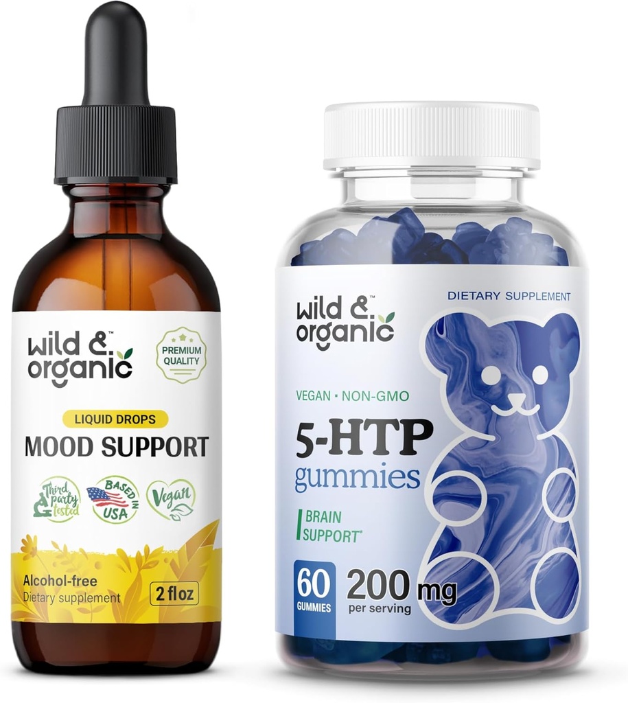 Wild & Organic Mood Support Teinture 2 fl oz & 5 HTP Gummies