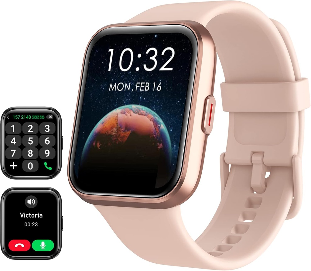Smart Watch für Damen Android & iPhone, Alexa Eingebaut, 1.8" Touch Screen Fitness Tracker mit Antwort/Make Calls, IP68 wasserdicht Herzfrequenz/Schlaf/SpO2 Monitor, Pedometer, 100+ Sportmodi