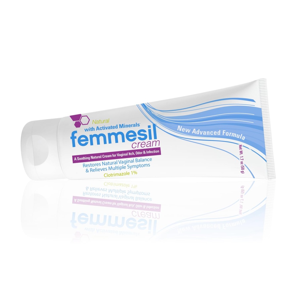 Femmesil Yeast Infection Treatment for Women, with Clotrimazole, Antifungal Vaginal Cream for Soothing Relief of Vaginal Itch & Irritation, Burning & Discomfort, 1.7oz Tube