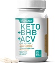 Keto ACV BHB Kapseln 1600mg für Advanced Weight Loss & Belly Fat Burn - Organic Apple Cider Essig mit der Mutter Ketone Vegan Supplement - mit Vitamin D3 Zink Chrom für Männer Frauen