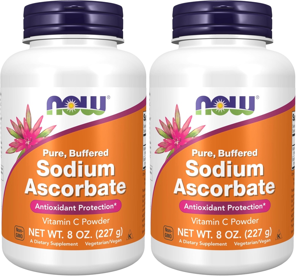 MAINTENANT Suppléments, poudre d'ascorbate de sodium, tamponnée, antioxydante, 8-Ounce (paquet de 2)