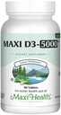 Maxi Health Vitamin D3 5000 IU (125 mcg) - High Dose Vitamin D 5000 IU - Gesunde Knochen, Zähne, Immununterstützung - Kosher Pure High Potency Vit D3 (90 Tabletten)