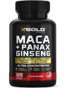 Maca Root Capsules 10.000mg + Korean Panax Ginseng 1.400mg - 20x Konzentrierter Extrakt Schwarz + Rot + Gelb Maca Root, 10x Konzentrierter Extrakt Panax Ginseng Kapseln - Ultra Potent & hochrein