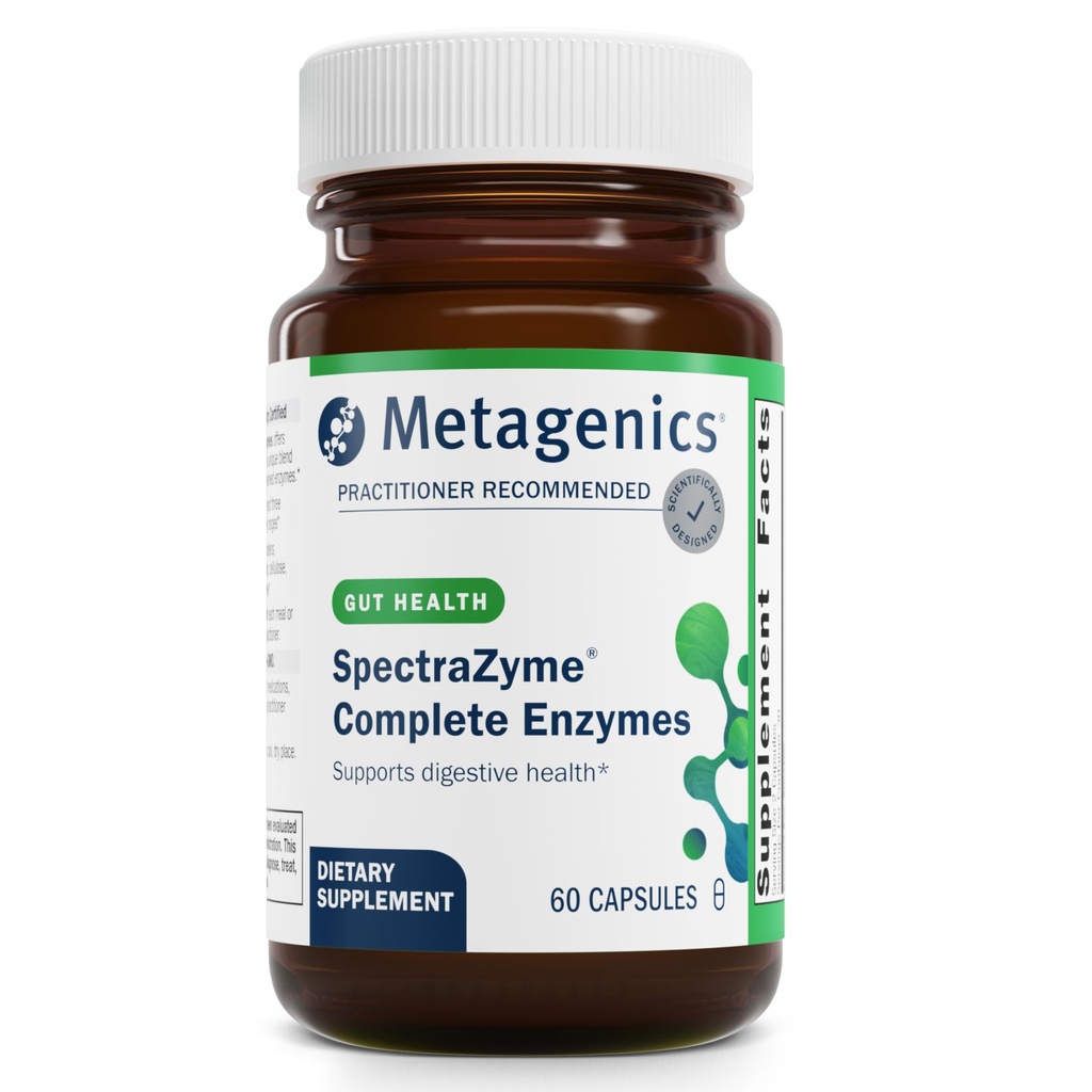 Metagenics SpectraZyme Enzyme Complex - Pflanzenbasierte Verdauungsenzyme für Protein, Fett- und Kohlenhydrat-Aufschlüsselung - Unterstützt Verdauung, Bloating & Colon Health* - Glutenfrei, Vegan - 60 Kapseln