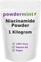 Niacinamid-Pulver (Vitamin B3) 100% reines Niacin-Pulver 500 mg Flush-freie Ergänzung (1 Kilogramm)