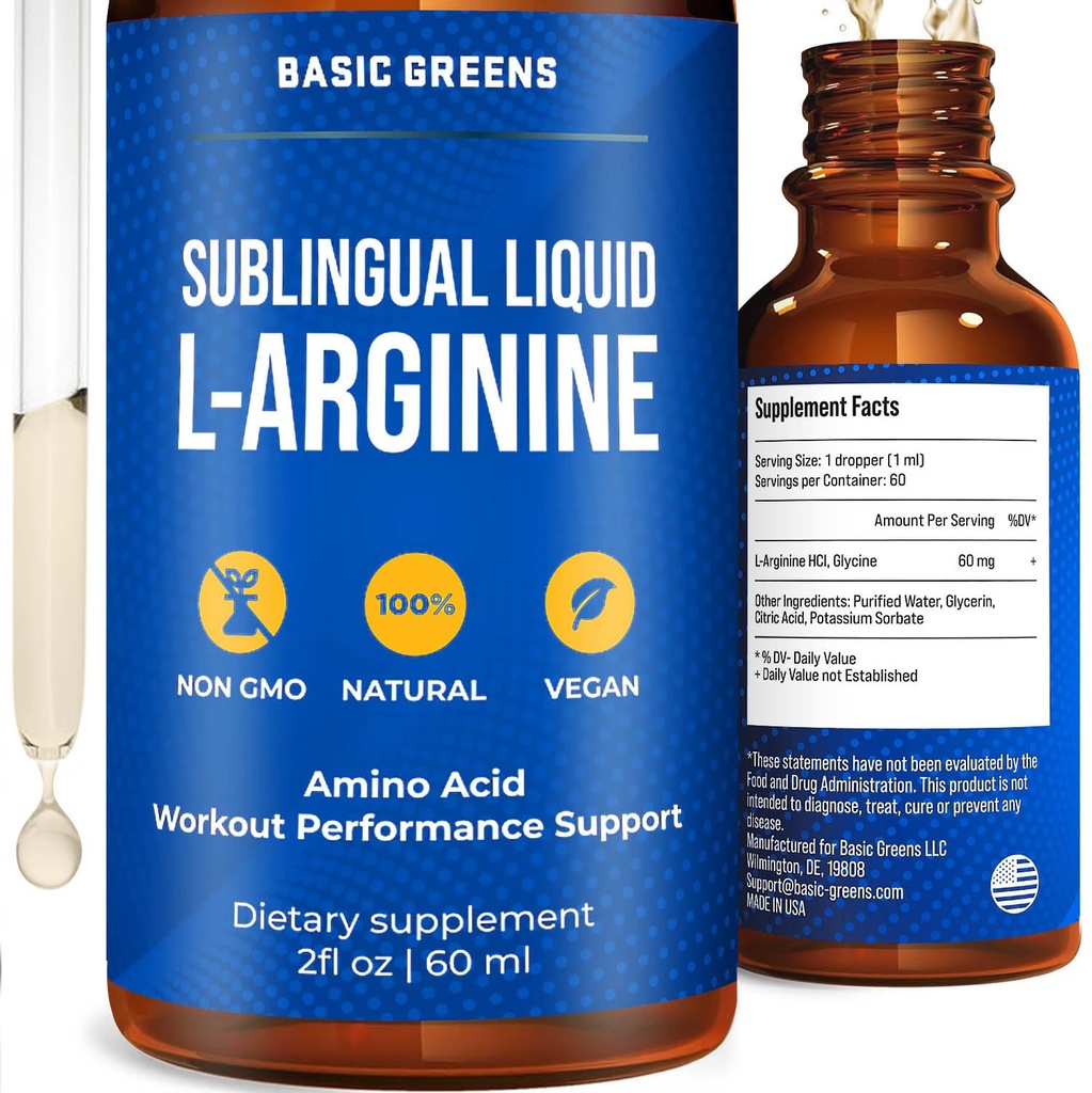 L Arginine Liquid - L-Arginin Ergänzung für Männer und Frauen mit Nitric Oxid Precursor, L Arginine Ergänzung