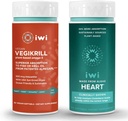 iwi Life Vegikrill & Heart Omega-3 Bundle, 30 Servierungen, Vegan pflanzenbasierte Algen Omega 3, Krill & Fisch Öl Alternative, keine Fishy Nachgeschmack