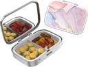 Mignon petite coque à pilules pour les poches et les purs, Élégante boîte à pilules fait un grand cadeau, 2 Compartiment médecine de voyage Organisateur Magasins Progestérone, Capsule pilules, Ibuprofène, Vitamines-2