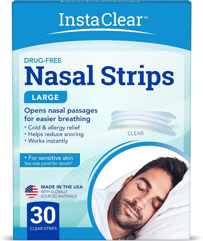 Nasal Atemstreifen, Clear Large 30 ct | funktioniert sofort, Nasal Congestion Relief, stoppt Snoring, Cold & Allergy