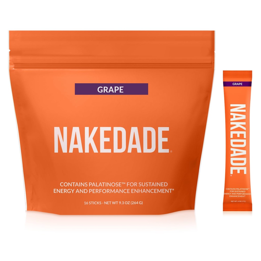 Nakedade Grape – Performance Enhancing Sports Drink Powder - Elektrolytpulver – Keine GVO oder künstliche Süßungsmittel, Glutenfrei, Sojafrei, Dairy-Free – 16 Sticks