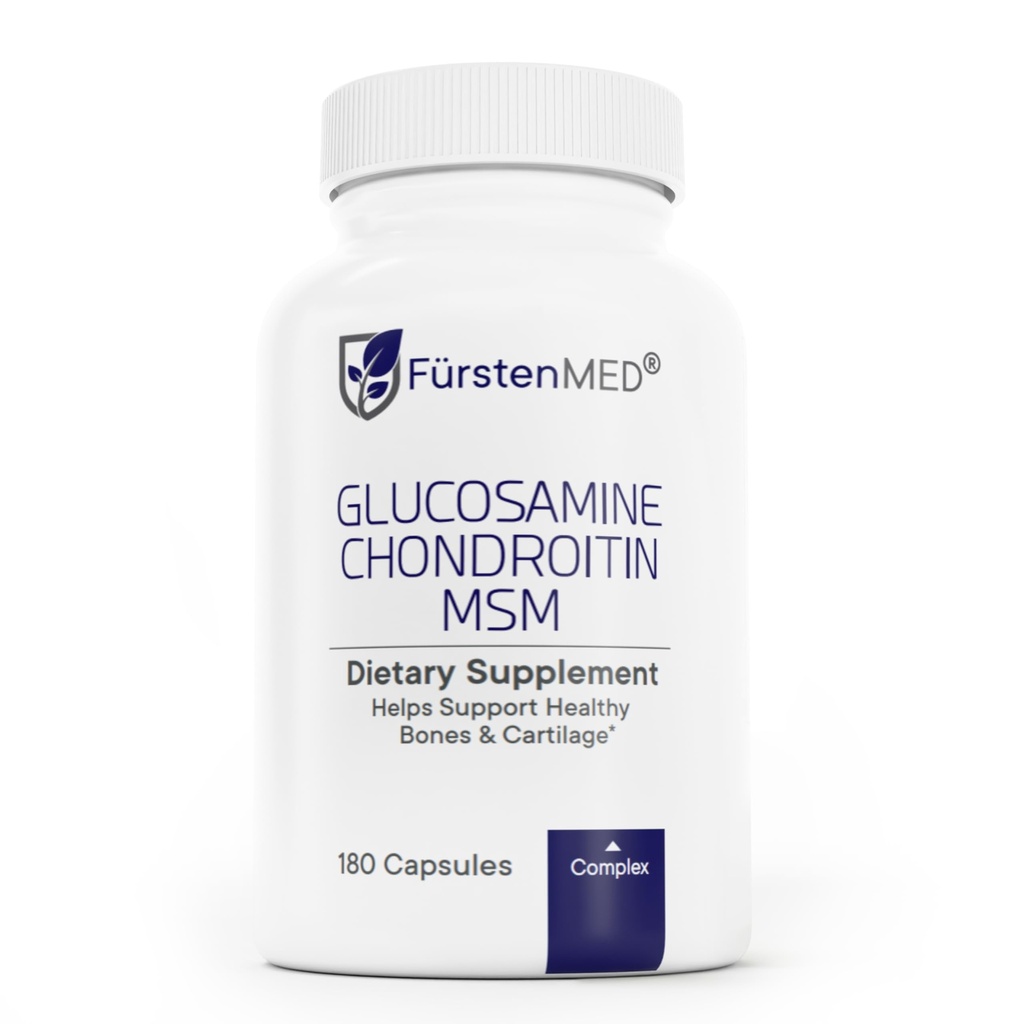 FürstenMED Glucosamine Chondroitin MSM Supplement - Chondroitin & Glucosamin Nahrungsergänzungsmittel für Knochen & Normale Knorpel Gesundheit - Unterstützung Normale gemeinsame Gesundheit mit Vitamin C - 180 Kapseln