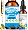 Quercetin mit Vitamin C und Zink - Quercetin Flüssigkeitstropfen - Quercetin mit Bromelain - Zink Quercetin - Immununterstützungsergänzung für respiratorische Gesundheit & Körper Antwort auf okziale Allergien