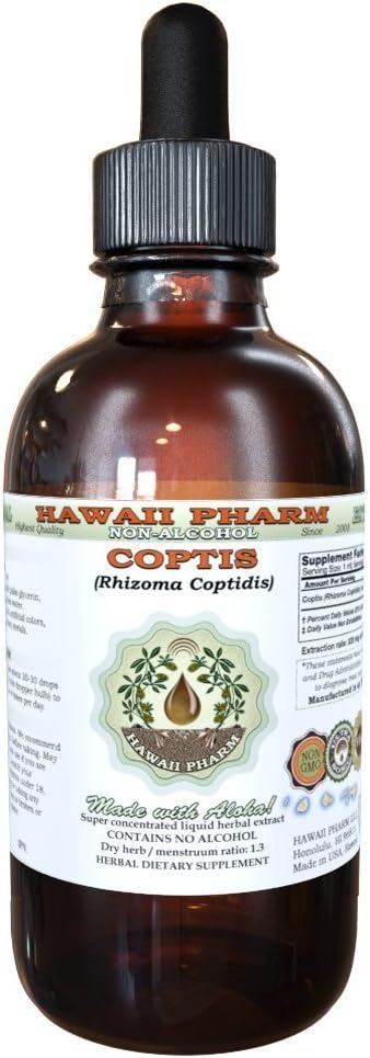 Coptis Alcohol-Free Liquid Extract, Coptis (Rhizoma Coptidis) Getrocknete Wurzel Glycerit Hawaii Pharm natürliche Kräuterergänzung 2 oz