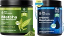 KEY NUTRIENTS Matcha Powder & Creatine Monohydrate Bundle – Thé vert Matcha non sucré (20 portions) + supplément en poudre de créatine micronisée (60 portions) – Boost Energy, Focus & Performance